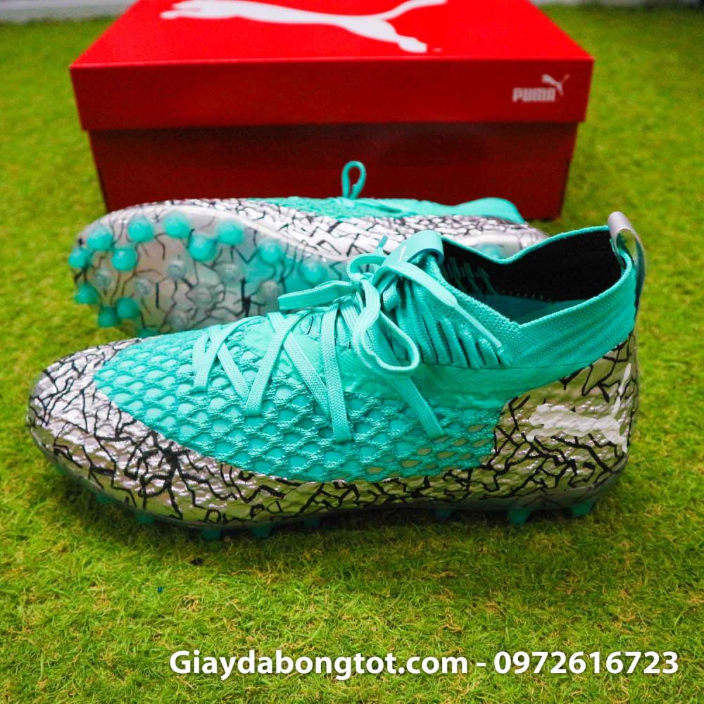 Giay bong da puma future 5.1 future netfit xanh nhat bac (3)