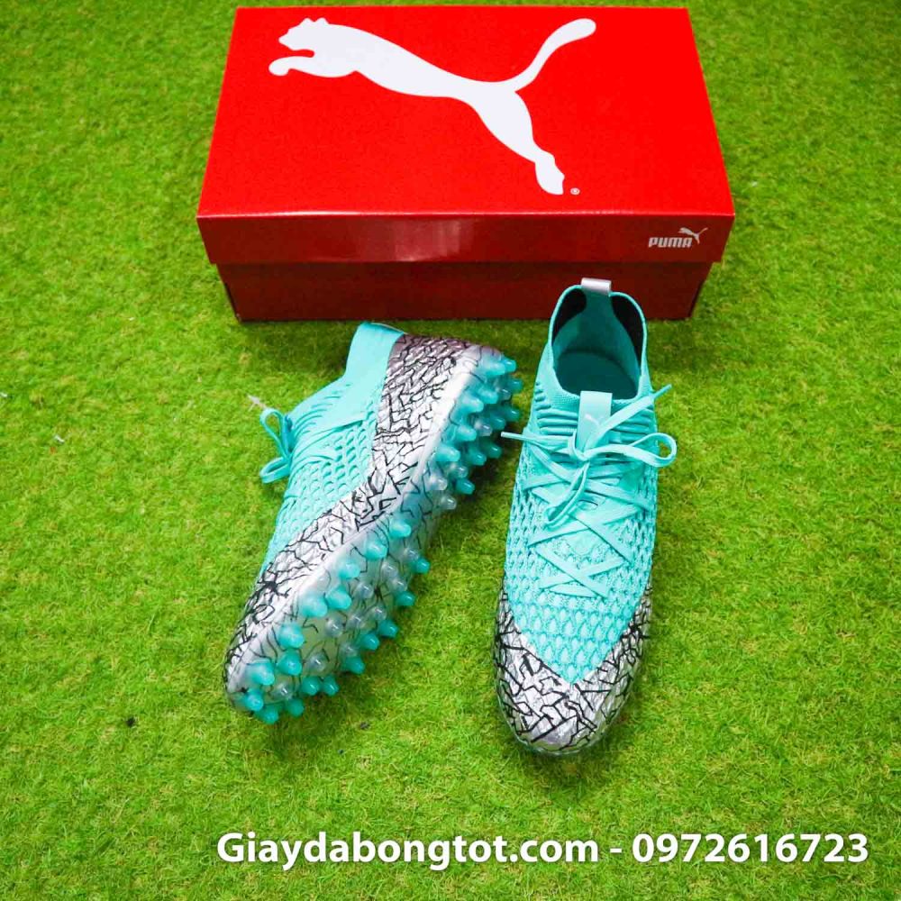 Giay bong da puma future 5.1 future netfit xanh nhat bac (6)