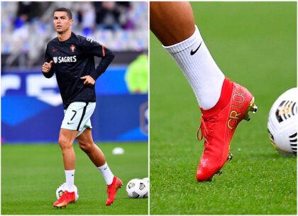 Ronaldo CR7 sử dụng giày Nike thửa riêng để kỷ niệm 100 bàn thắng trong màu áo Bồ Đào Nha