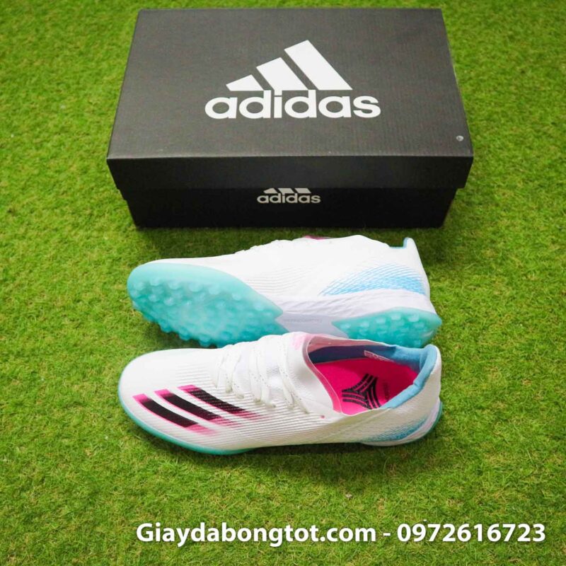 Giay da banh sieu nhe adidas x ghosted 1 trang de xanh (2)