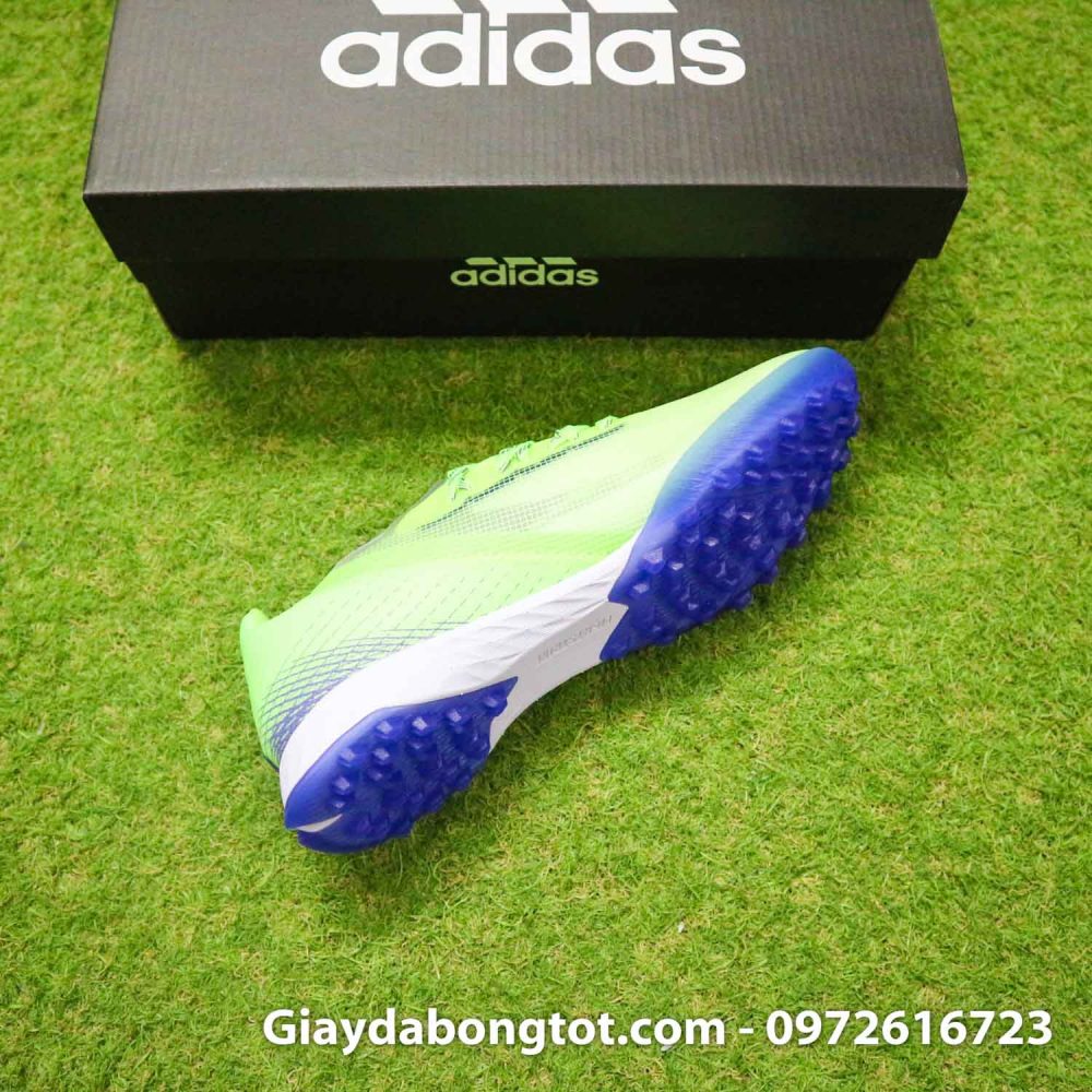 Giay da bong sieu nhe adidas x ghost.1 tf xanh chuoi vach den (10)