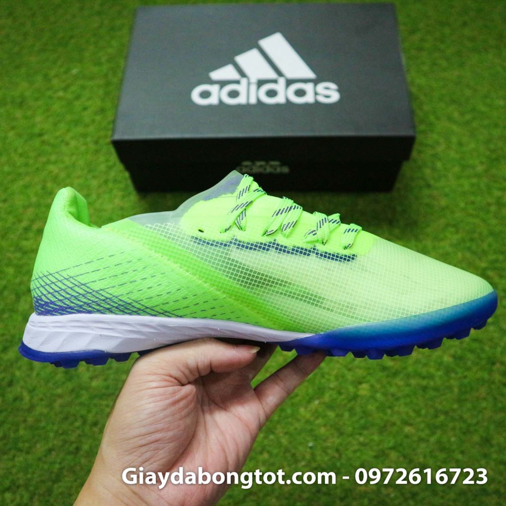 Giay da bong sieu nhe adidas x ghost.1 tf xanh chuoi vach den (12)