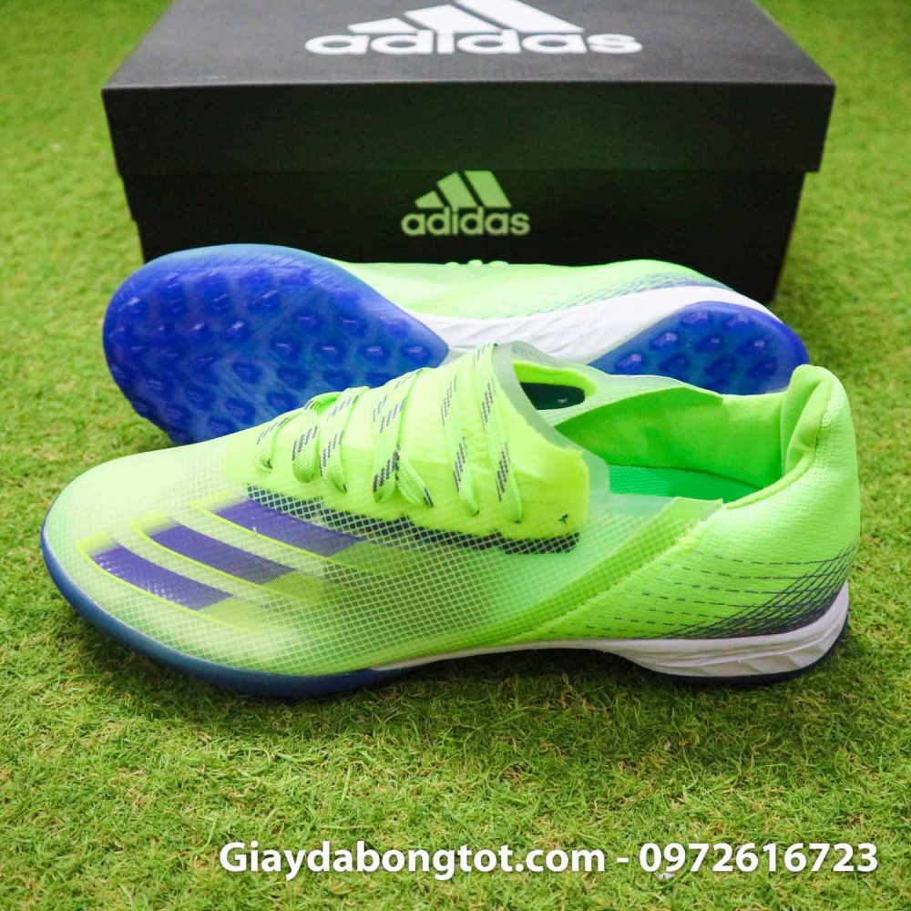 Giay da bong sieu nhe adidas x ghost.1 tf xanh chuoi vach den (3)