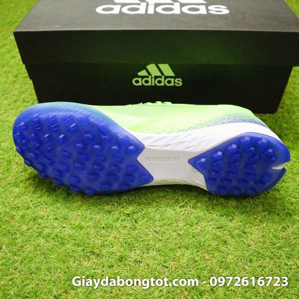 Giay da bong sieu nhe adidas x ghost.1 tf xanh chuoi vach den (4)