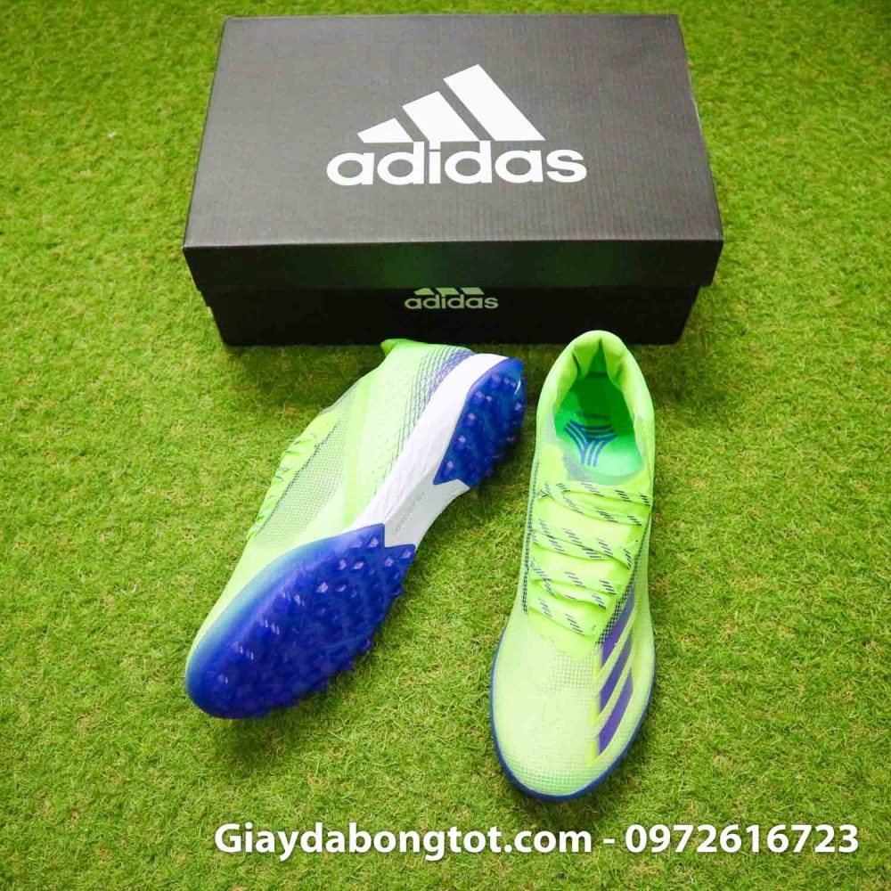 Giay da bong sieu nhe adidas x ghost.1 tf xanh chuoi vach den (5)
