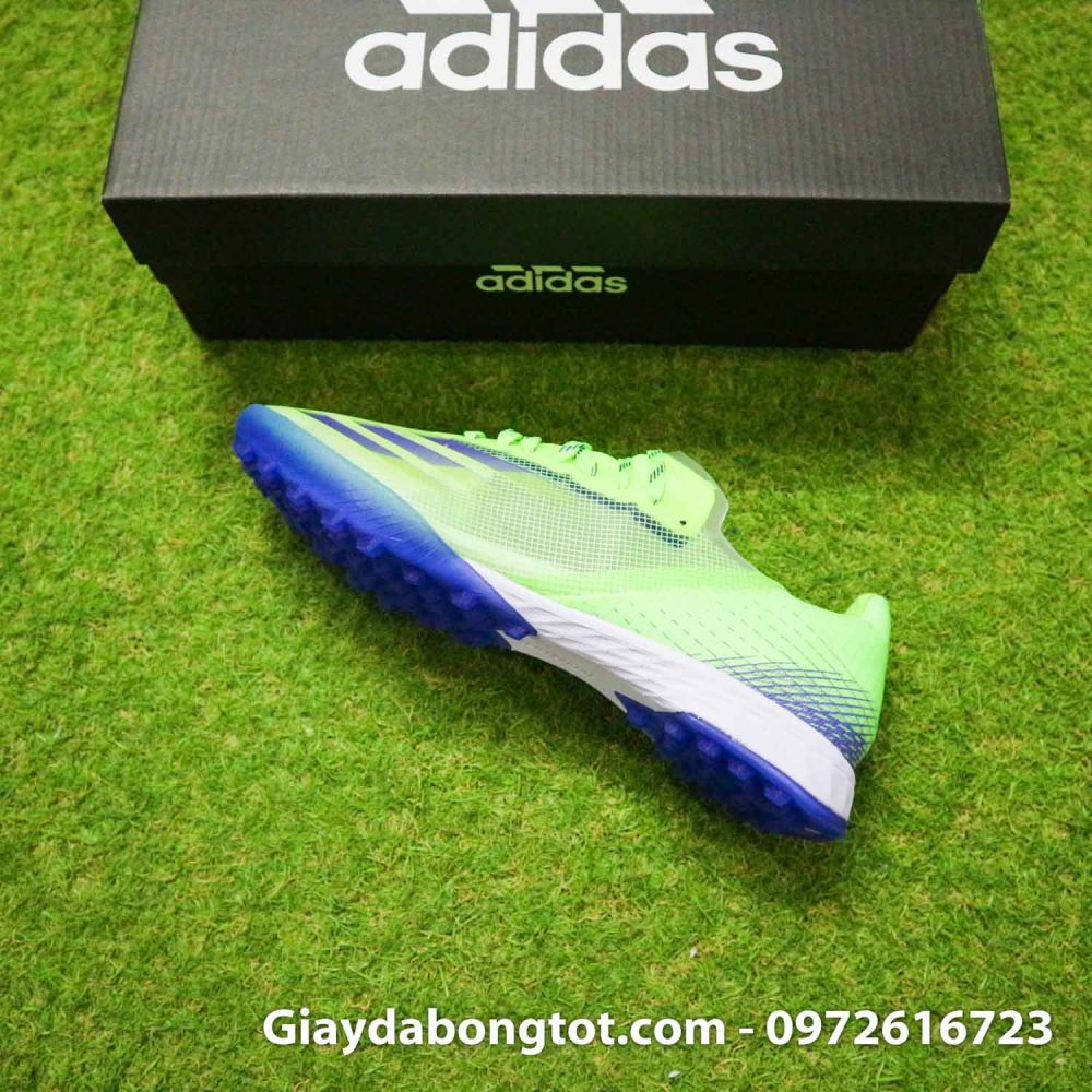 Giay da bong sieu nhe adidas x ghost.1 tf xanh chuoi vach den (9)
