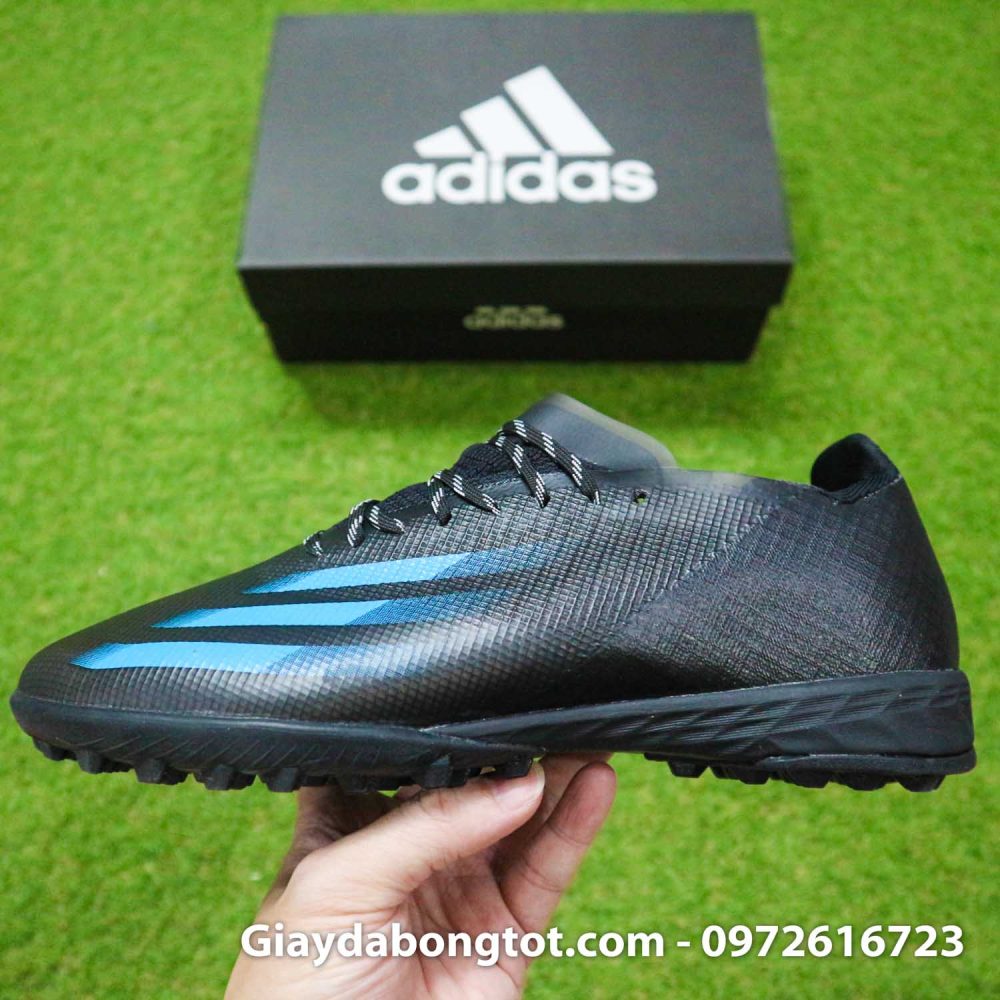 Giay da bong sieu nhe adidas x ghosted tf den vach xanh 2020 (11)