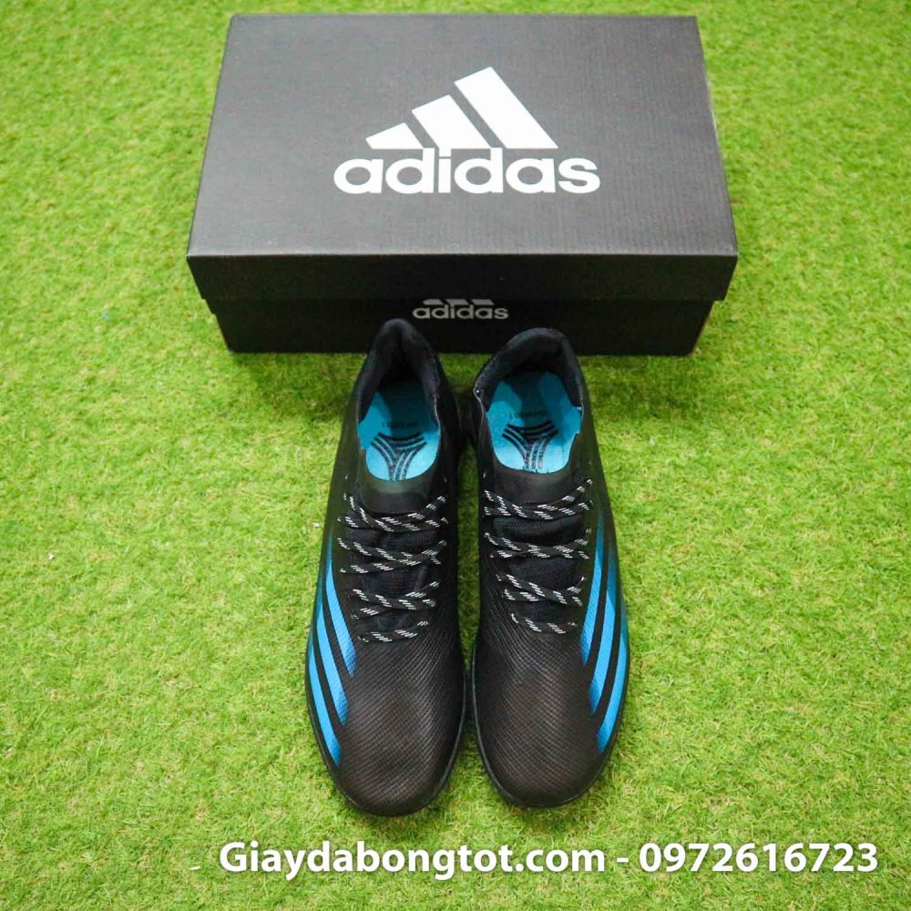 Giay da bong sieu nhe adidas x ghosted tf den vach xanh 2020 (8)