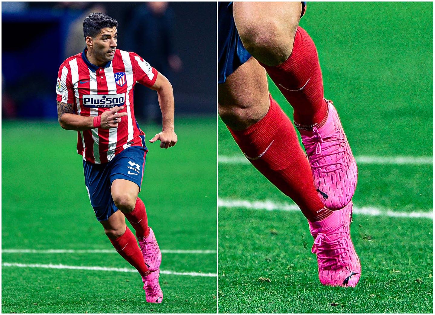 Luis Suarez ra sân với giày bóng đá Puma Future 6.1 FG hồng pink Turbo pack
