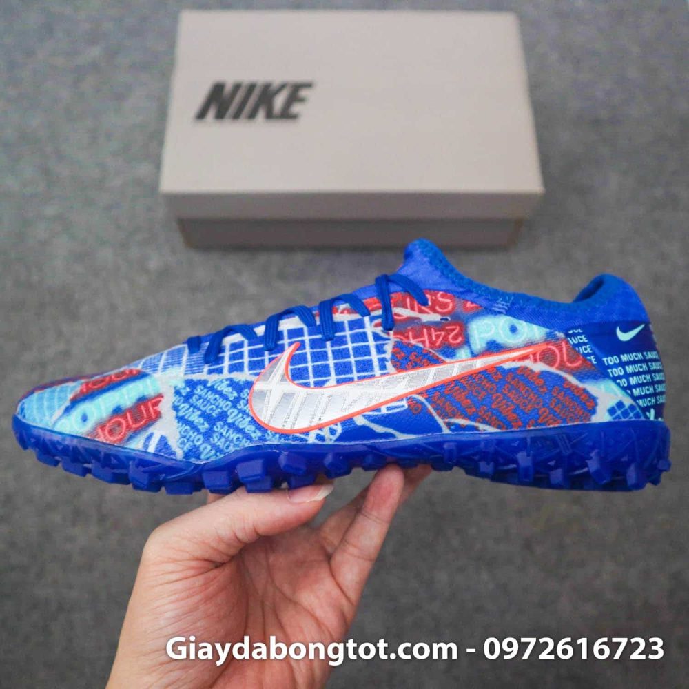 Giay bong da da vai nike mercurial vapor 13 pro tf xanh duong sancho (8)
