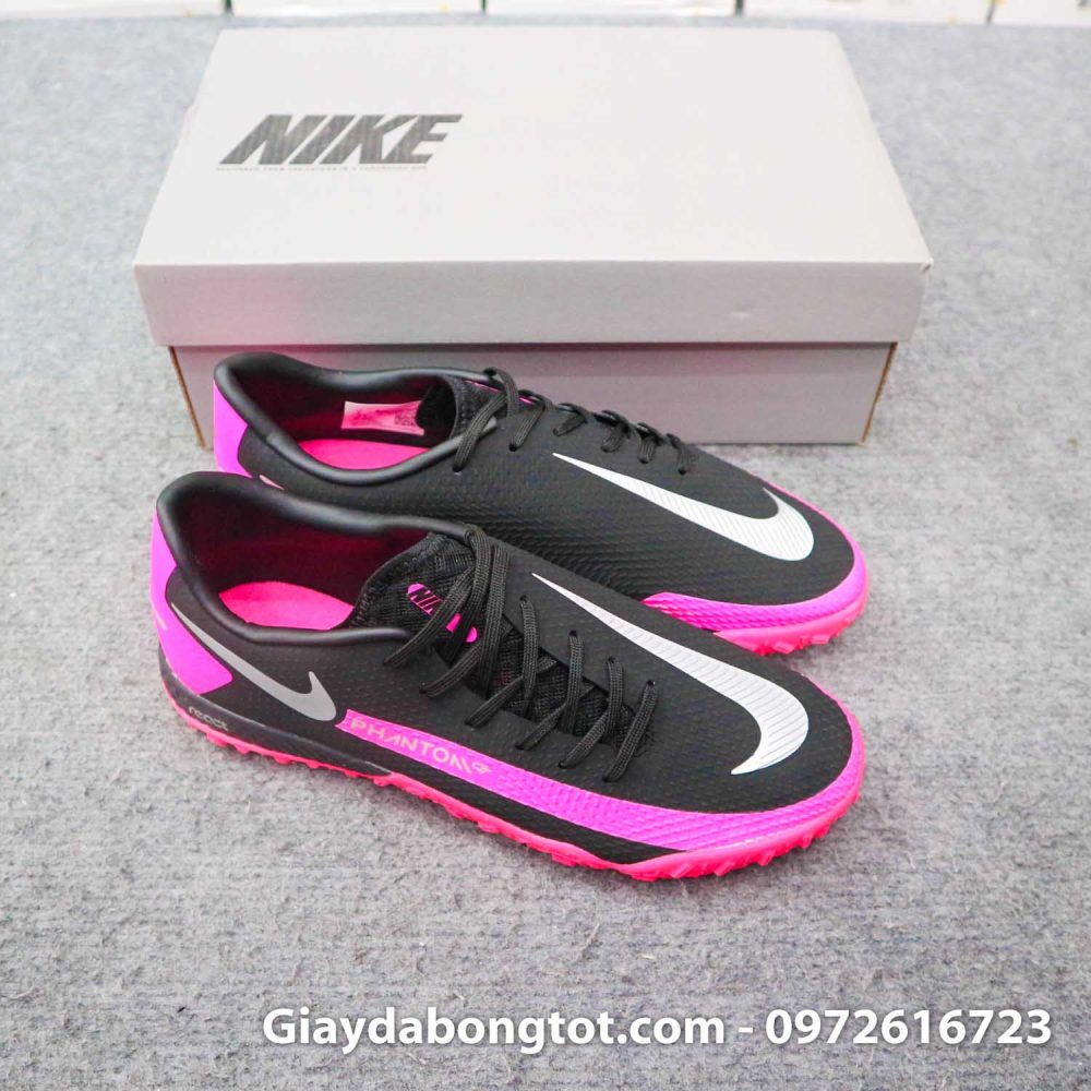 Giay bong da nike phantom gt pro tf den hong de em (7)