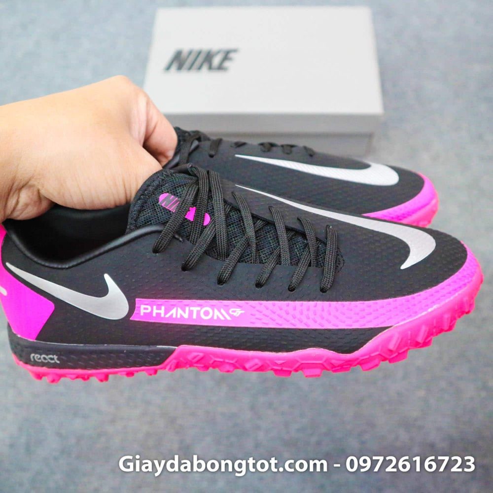 Giay bong da nike phantom gt pro tf den hong de em (8)