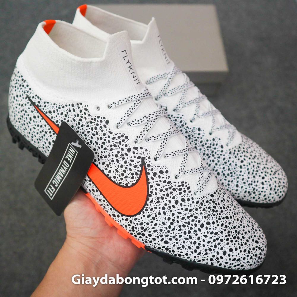 Giay da banh cao co nike mercurial superfly 7 elite tf cr7 safari trang den (10)