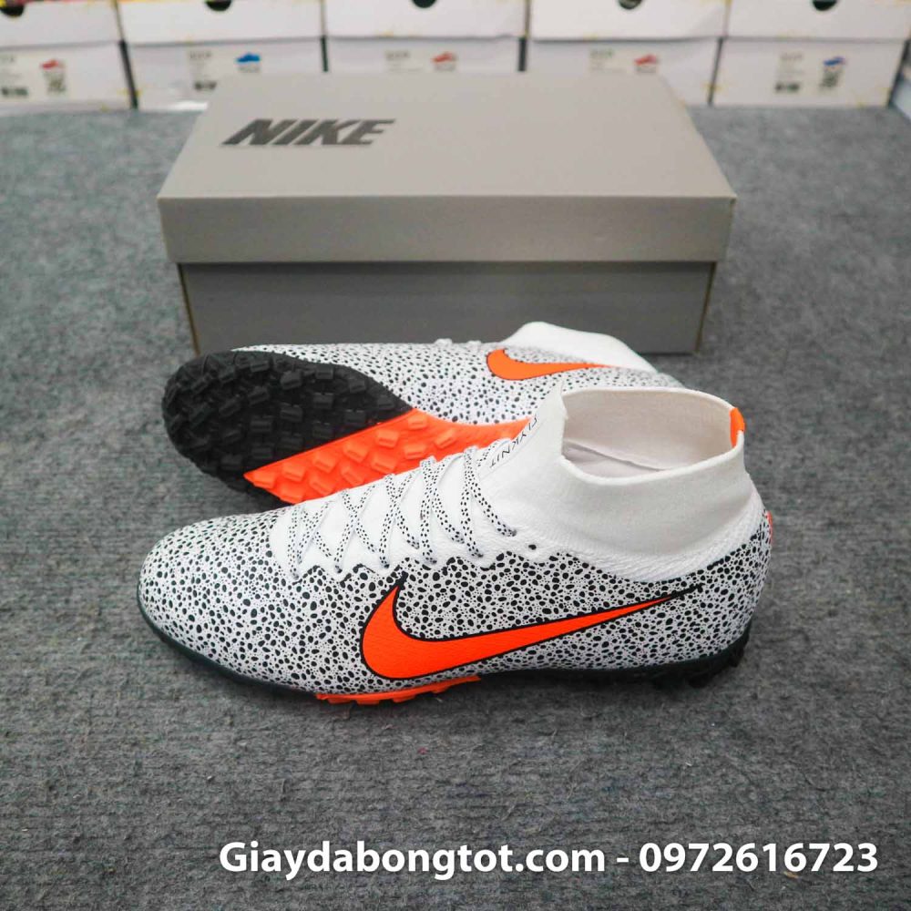 Giay da banh cao co nike mercurial superfly 7 elite tf cr7 safari trang den (2)