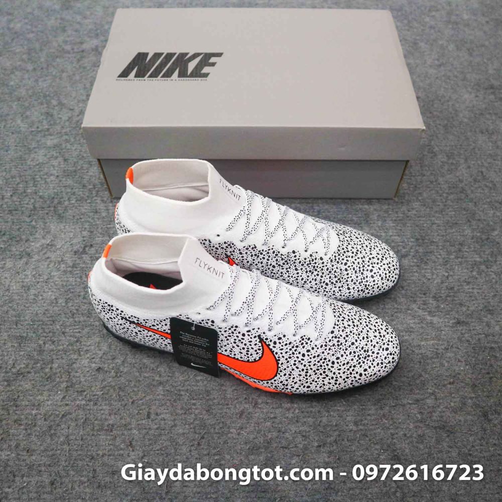 Giay da banh cao co nike mercurial superfly 7 elite tf cr7 safari trang den (4)