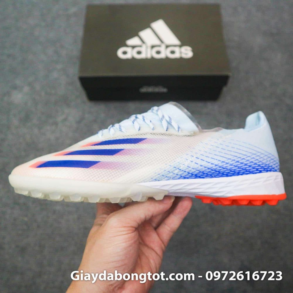 Giay da banh da mong adidas x ghosted .1 tf trang cam vach xanh (7)