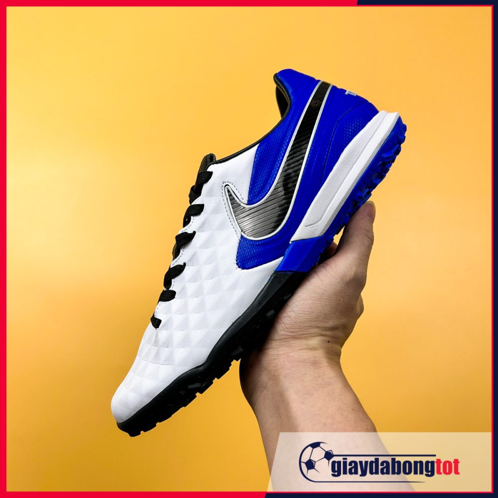 Nike Tiempo 8 Pro TF trắng xanh dương vạch đen Bản SF