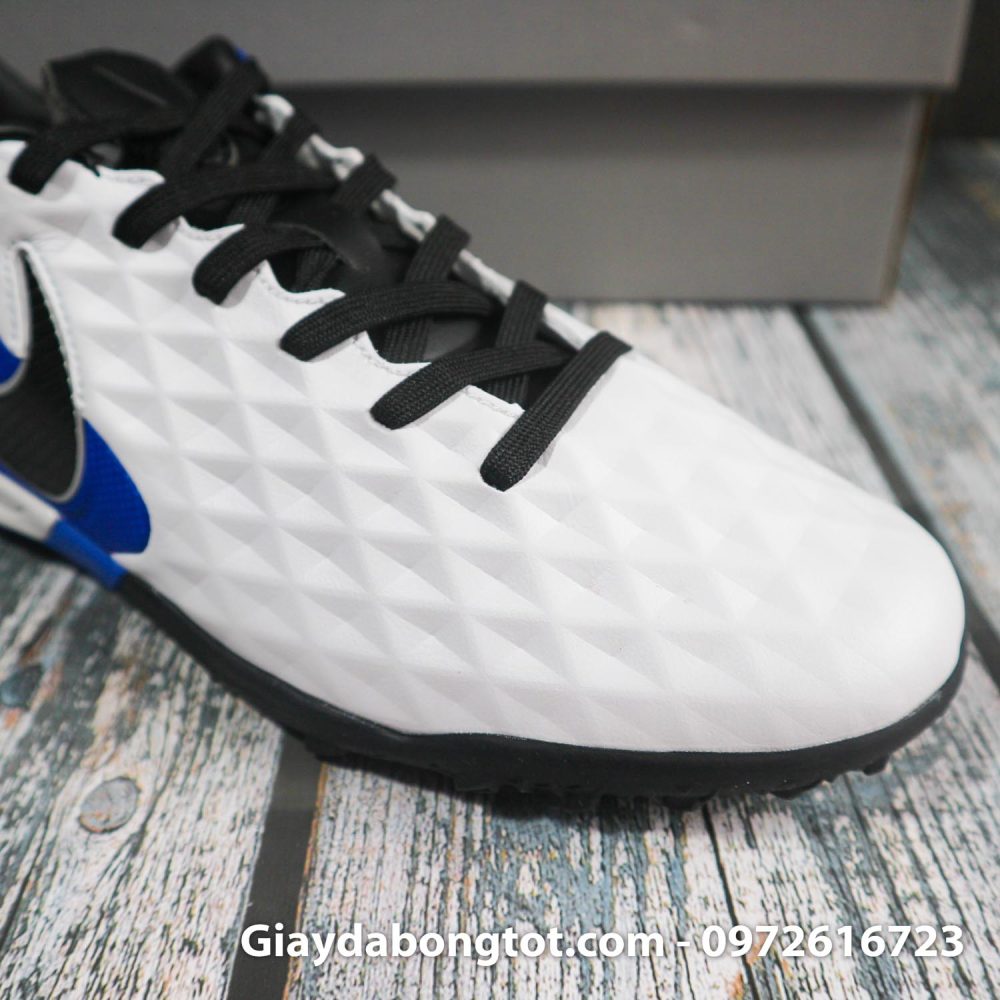 Nike tiempo legend x 8 pro tf trang xanh duong vach den superfake (1)