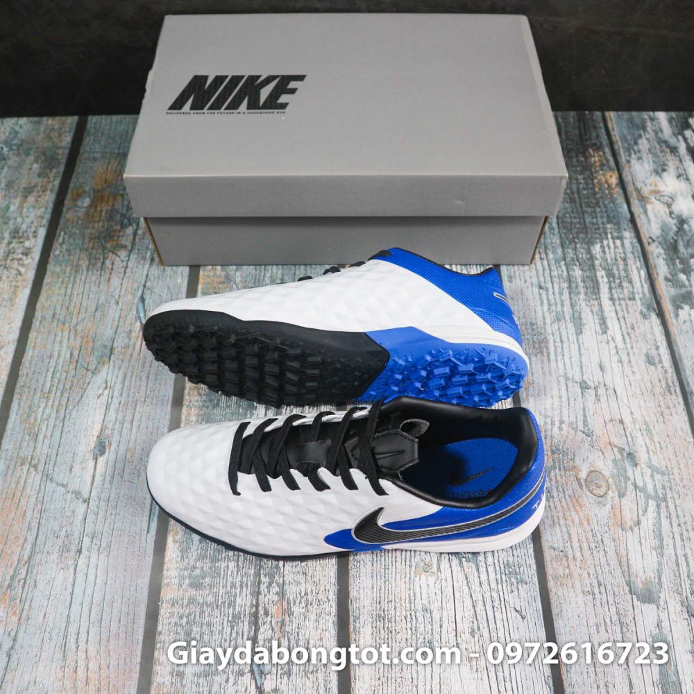 Nike tiempo legend x 8 pro tf trang xanh duong vach den superfake (3)
