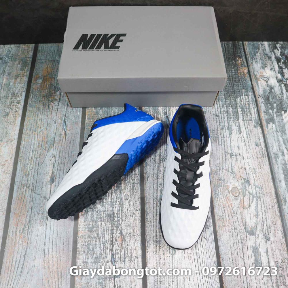 Nike tiempo legend x 8 pro tf trang xanh duong vach den superfake (5)