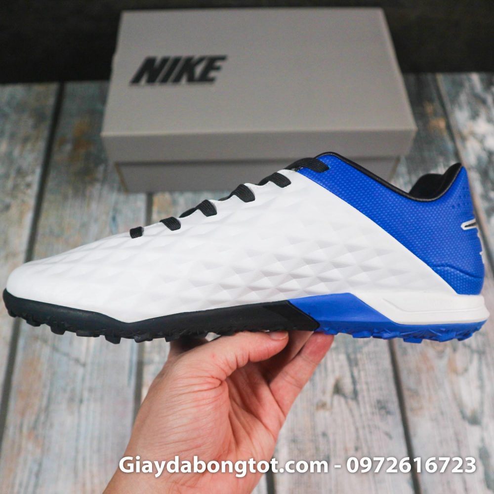 Nike tiempo legend x 8 pro tf trang xanh duong vach den superfake (7)