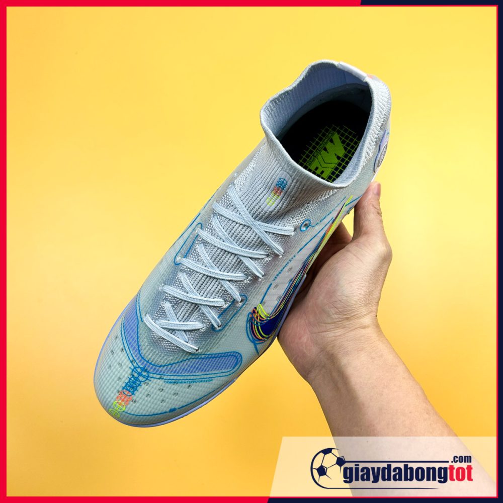 Nike Mercurial Superfly 8 Elite TF trắng xanh vạch đen