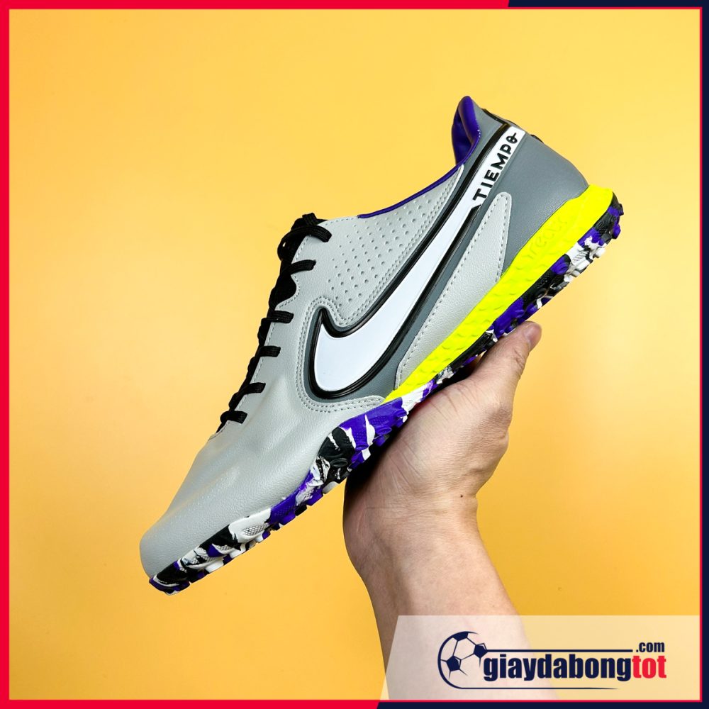 Nike Tiempo 9 Pro TF xám vạch trắng, Đế vằn