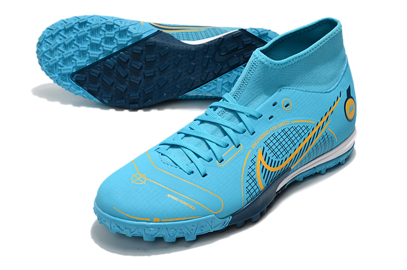 Nike Mercurial Superfly 8 Academy TF xanh nhạt vạch vàng cổ cao
