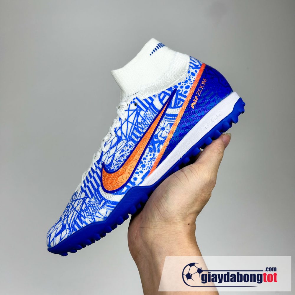 Nike air zoom mercurial superfly 9 elite tf trang xanh cr7 tre em (2)