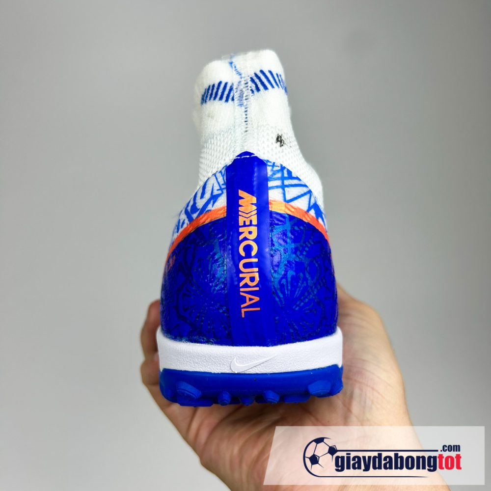Nike air zoom mercurial superfly 9 elite tf trang xanh cr7 tre em (4)