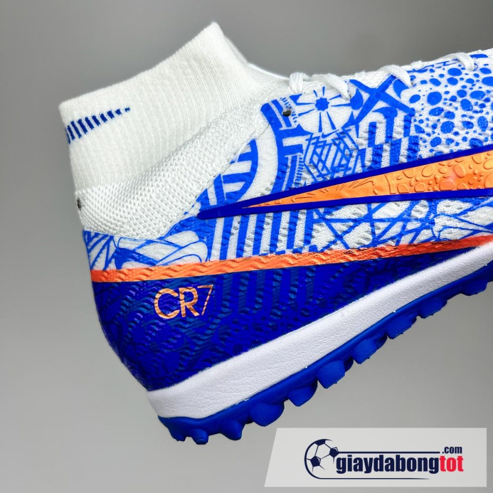 Nike air zoom mercurial superfly 9 elite tf trang xanh cr7 tre em (9)