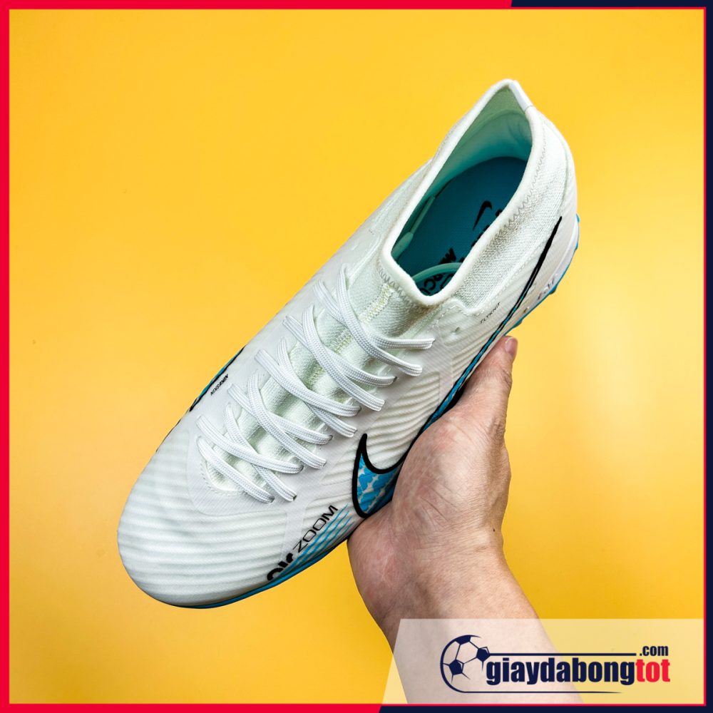 Nike Mercurial Superfly 9 Academy TF Trắng vạch xanh nhạt