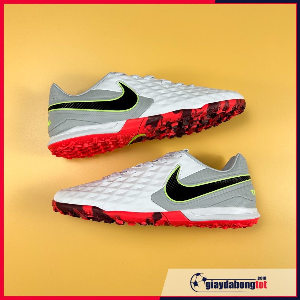 Nike Tiempo 8 Pro TF Trắng xám vạch đen đế cam