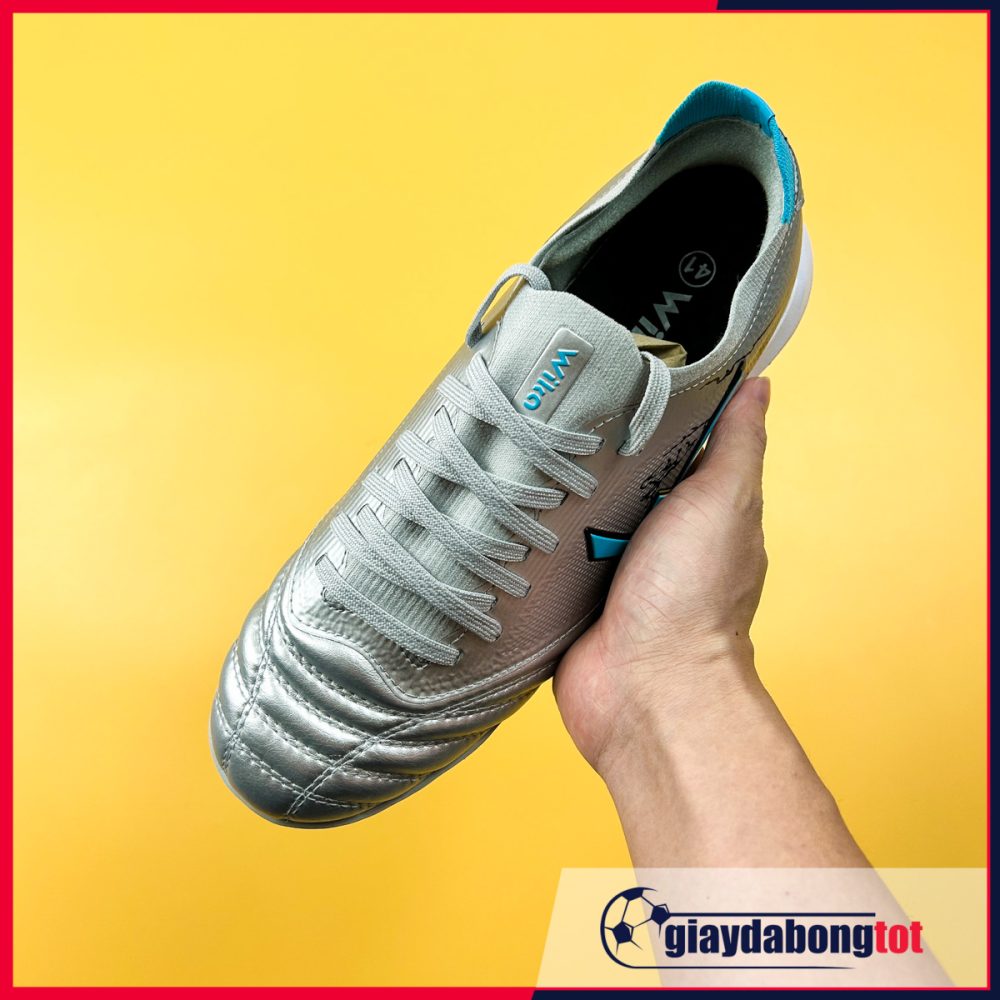 Giày Đá Bóng Wika Thunder TF Bạc vạch xanh