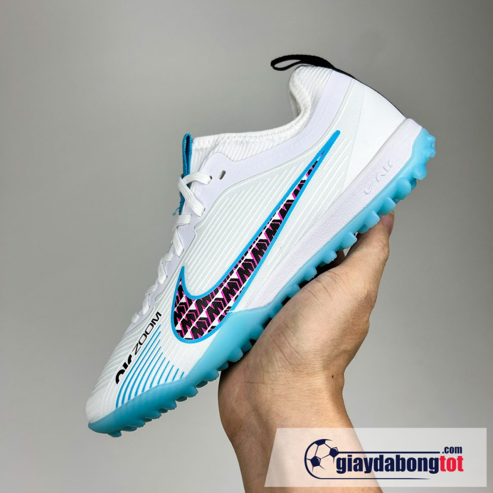 Nike air zoom mercurial vapor 15 pro tf trang xanh vạch đen trẻ em (2)