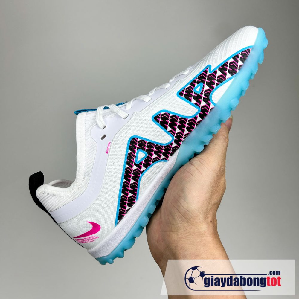 Nike air zoom mercurial vapor 15 pro tf trang xanh vạch đen trẻ em (5)