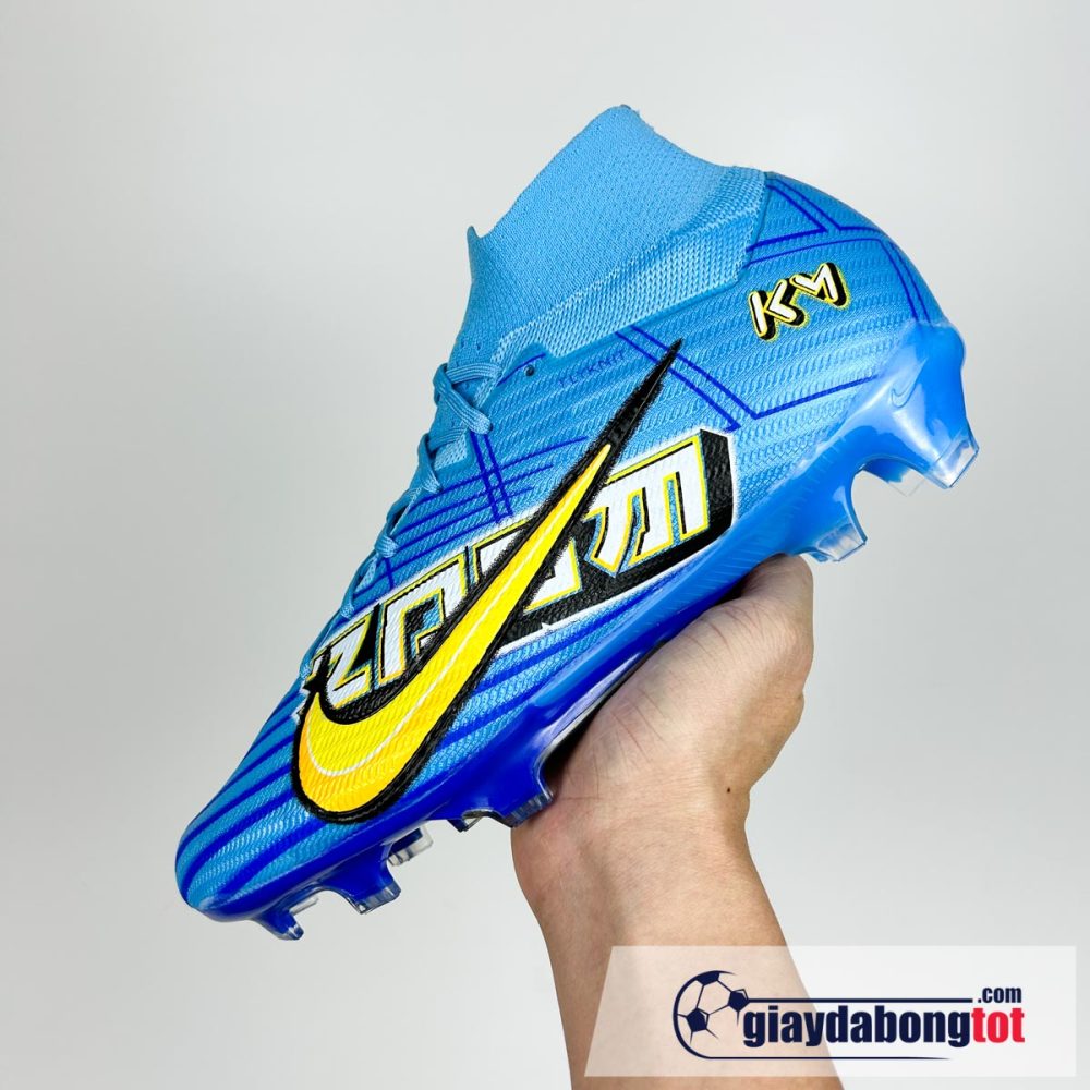 Nike air zoom mercurial superfly 9 elite fg xanh duong vang mbappe (2)