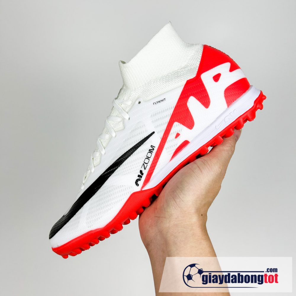 Nike air zoom mercurial superfly 9 elite tf trang do vach den co cao (2)