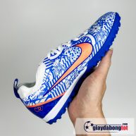 Nike air zoom mercurial vapor 15 pro tf trang xanh vach cam cr7 tre em kid (4)