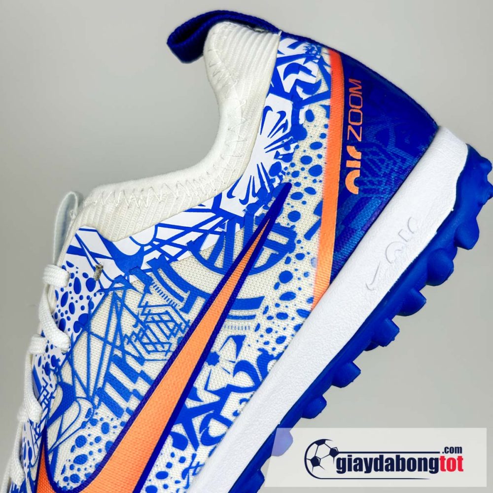 Nike air zoom mercurial vapor 15 pro tf trang xanh vach cam cr7 tre em kid (7)