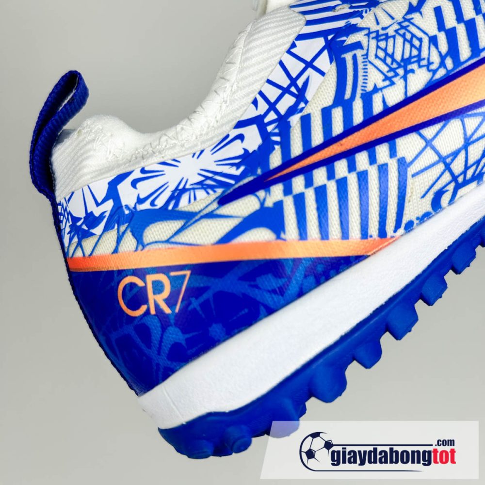 Nike air zoom mercurial vapor 15 pro tf trang xanh vach cam cr7 tre em kid (8)
