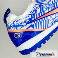 Nike air zoom mercurial vapor 15 pro tf trang xanh vach cam cr7 tre em kid (8)